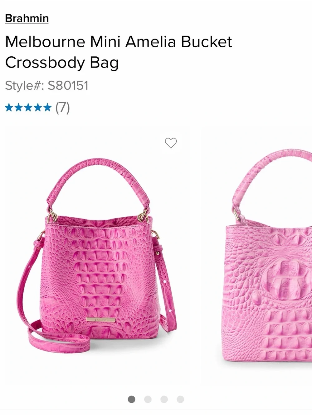Brahmin Pink Melbourne Mini Amelia Bucket Crossbody